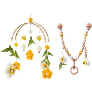 Nouvelhorizonstore-Lot De 2 Cloches Mobiles Pour B&eacute;b&eacute; Et Cha&icirc;ne De Poussette, Jouet Pour B&eacute;b&eacute;, Mobile En Bois, Pour Lit D'enfant, Si&egrave;ge Auto, Coque B&eacute;b&eacute;, Cadeau De Nouveau-N&eacute; (A) - Neuf