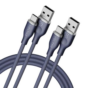 Lot De 2 Câble Usb Vers Usb C 3a Nylon Tressé 1,80m, Rugg Câble Usb Type C Charge Rapide Compatible Avec Pixel 7/6 Pro/5/4xl, Ipad Pro, Galaxy S10, Moto G7 Plus, Redmi Note 10 9, Etc (Bleu) - Neuf