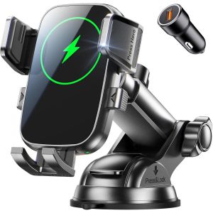 Eryi-Support Téléphone Voiture Induction, 15w Chargeur Induction Voiture Charge Rapide, Ventouse Puissante & 360° Rotation, Chargeur Sans Fil Voiture Pour Iphone 16 Pro Max/15/14/13, Galaxy S25/S24 - Neuf