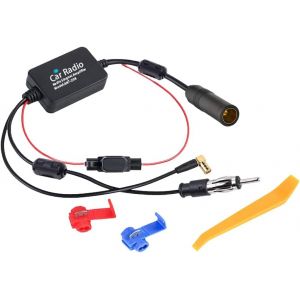 FM/AM Dab Dab+Amplificateur de Signal d'antenne pour Voiture Adaptateur DIN Femelle vers DIN Mâle vers SMB Femelle à Angle Droit 12V Amplificateur de Signal pour Autoradio - Neuf