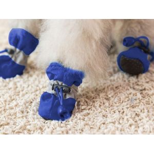 Lot De 4 Chaussures Pour Chien - Bottes De Pluie Pour Chiens De Taille Moyenne - Bottines De Protection Antid&eacute;rapantes - Bleu - Neuf