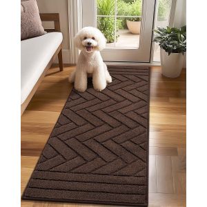 Paillasson Interieur Entree Long 60x150cm Tapis Antidérapant Lavable En Machine Absorbant Tapis D'entrée Intérieur Tapis Chien Pour Entrée, Porte Et Couloir-Café - Neuf