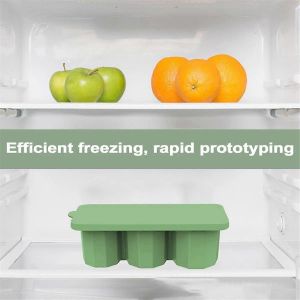 Bac &Agrave; Gla&ccedil;ons Carr&eacute; Pour Tasses,En Silicone Avec Couvercle Vert - Neuf