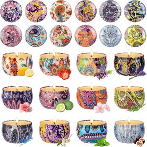 SEPT-Bougie parfumée dans un verre, cadeaux de Noël, coffret cadeau de bougies parfumées pour femme, petits cadeaux, coffret de bougies parfumées avec cire de soja 100% naturelle 12 pièces - Neuf