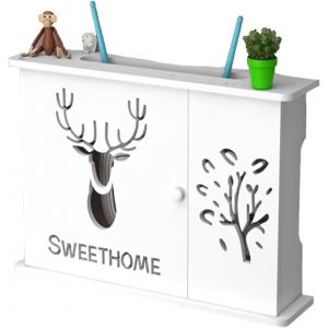 CAUC-Bo&icirc;te de Rangement pour Routeur WiFi, Router Storage Box, &Eacute;tag&egrave;re de Routeur Murales, Routeur WiFi Bo&icirc;te de Rangemen Tpour et Salon Chambre, Blanc - Neuf