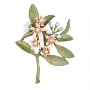 Femmes Dame Faux Perle Feuille Feuilles Forme Fleur D&eacute;coration Mariage Bijoux Pin Broche - Neuf