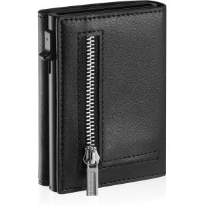 asas-Porte Carte Credit Homme,Rfid Blocage Portefeuille Ultra-Mince,Pop Up Cuir Porte Feuille Avec Compartiment À Billets Monnaie,1-8 Cartes,Fenêtre D'Identification,Noir - Neuf