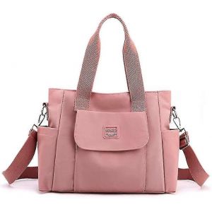 (Rose) Sac fourre-tout en toile pour femme, sac à bandoulière, sac à main en nylon, sac à bandoulière, sac hobo, mignon, grande taille, pochette décontractée_fs - Neuf