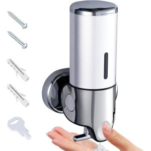 Distributeur de savon (d'Argent) de 500 ml, Mural Distributeur de Désinfectant pour les Mains, un Manuel de Cuisine, Distributeur de Savon, Shampooing et Gel Douche robinet de salle de Bains, Toilettes, Hôtel - Neuf