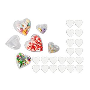 Lot de 20 boules de No&euml;l transparentes en forme de c?ur &agrave; remplir, id&eacute;ales pour les mariages et les d&eacute;corations de No&euml;l - Neuf