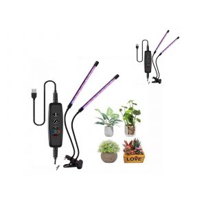 Lampe De Culture Led D'int&eacute;rieur &Agrave; 2 T&ecirc;tes, 8 W, Avec Tuyau Flexible. - Neuf