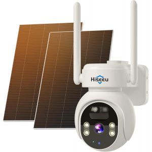 lbgwp60-24/7 Enregistrement 4Mp Caméra Surveillance Wifi Extérieure Solaire Sans Fil 2K Caméra Wifi Avec 2X Panneau Solaire Détection De Mouvement Alarme, Vision Nocturne À Couleurs,Compatible Kit - Neuf