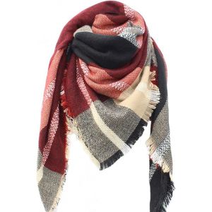 Femme Écharpe Étole Fille Châle Foulard, Pashmina Echarpe A Carreaux Laine Mode Etole Plaid Foulards Oversize Shawl Cardigan Cachemire Chaud Automne Hiver Manteau Tricot Ponchos Et Capes - Neuf