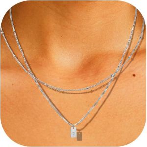Kal-Collier Lettre Femme Or Argent Collier Personnalis&eacute; Pr&eacute;nom Layering Cha&icirc;ne Avec Initiale Pendentif Lettre A-Z Personnalis&eacute; Femmes Filles Cadeaux - Neuf