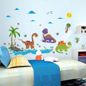 Stickers Muraux Dinosaure Stickers Murs Dinosaure Dinosaure Dessin Animé Stecker Arbre Mural Dino Pour La Décoration De La Chambre D'enfants 6090cm - Neuf