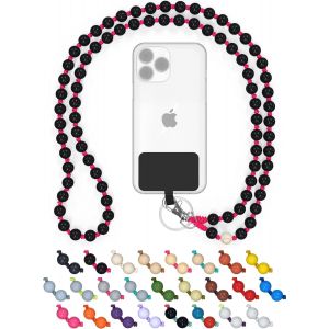 KALANKA-Cha&icirc;ne Universelle en Perles de Bois pour t&eacute;l&eacute;phones Portables, cha&icirc;ne - Compatible avec Tous Les Smartphones: iPhone 15, 14, 13, 12, 11, X, Samsung Galaxy (sans &eacute;tui) - Neuf