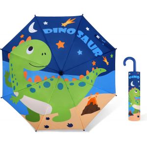 Parapluie Enfant Avec Housse, Coupe-Vent Et Durable Parapluie Pour Filles Gar&ccedil;ons, Facile &Agrave; Transporter Parapluie Pliant Enfant, Parapluie Canne Avec Un Motif Mignon (F&ecirc;te Des Animaux) - Neuf