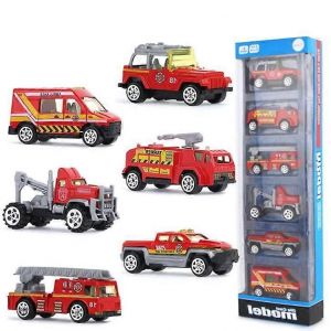 6pcs alloy fire truck, children's educational toy simulation car - Neuf