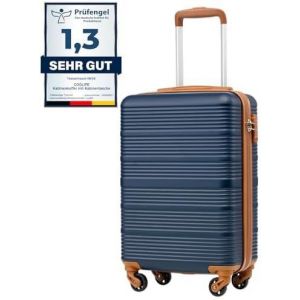 Valise Cabine Ryanair Rigide Bagage Cabine 55x35x20 Valises Leger a 4 Roues,Serrure TSA,en ABS Rigide Valise (Bleu Marron,55×35×20) - Neuf