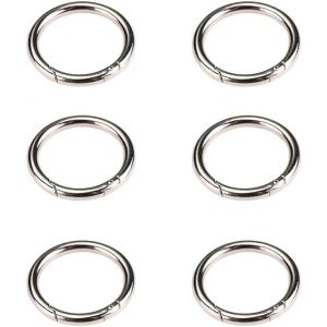 CHECARZHN--NO1-30 Mm Mousquetons Ronds, Anneau Torique, Mousqueton Porte Clé, Accessoires Pour Clés Et Artisanat, Pour Porte-Clés, Sac, Portefeuille, Bricolage, En Alliage De Zinc (Lot De 6, Argent) - Neuf