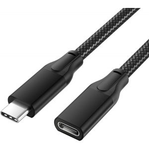 C&acirc;ble Extension USB C pour Sumsung S25 S24 Ultra 1M,USB C 3.1 Gen2 10Gbps Cordon Femelle &agrave; M&acirc;le Type C,Rallonge Adaptateur pour Galaxy A55 A54 S23 Plus,iPad Air,Kindle Fire,iPhone 17 16 15 - Neuf
