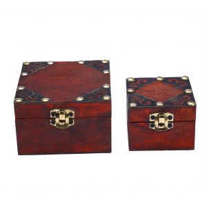 Coffret de rangement a bijoux classique en bois, lot de 2 pieces, organiseur de coffre - Neuf