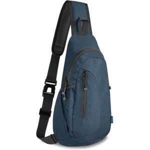 Kalanka-Canvas Small Sling Bag Lightweight Crossbody Bag For Women Rucksack For Men Running Backpack Travel Chest Pack Shoulder Daypack For Hiking Outdoor Gym Work Sports Dark Blue - Neuf