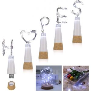 Jgd-Lot De 3 Guirlandes Lumineuses Rechargeables Pour Bouteilles De Vin, Id&eacute;ales Pour Les &Eacute;v&eacute;nements Int&eacute;rieurs Et Ext&eacute;rieurs, Les D&eacute;corations De Mariage Et De No&euml;l, Guirlande Lumineuse En Cuivre D - Neuf