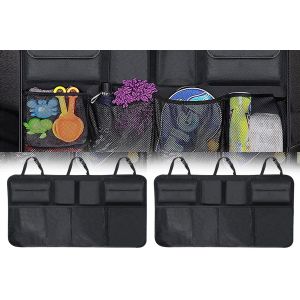 Ensemble de 2 organisateurs de coffre et sacs de rangement pour si&egrave;ge arri&egrave;re de voiture, avec plusieurs poches et sangles r&eacute;glables. - Neuf