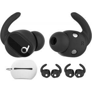 KAL-Crochets D'Oreille Beats Studio Buds Silicone Souple¿Pochette De Rangement Ajoutée¿ 3 Paires Cover-Oreilles Antidérapants Accessoires Compatibles Avec New Beats Studio Buds 2021 (Noir) - Neuf