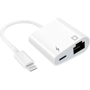 Adaptateur Lightning vers Ethernet,adaptateur r&eacute;seau Ethernet LAN compatible 2 en 1 avec port de charge - Neuf