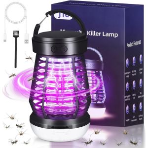 Lampe Anti Moustique, Tue Mouche Electrique Avec Lumi&egrave;re De Camping, Lampe Moustique Avec Crochet De Suspension Pour Int&eacute;rieur Ext&eacute;rieur Et Jardin (Blanc) - Neuf