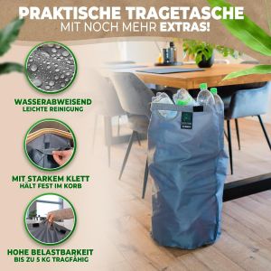 Tianyi-® Récipient De Collecte De Bouteilles Consignées Avec Couvercle Et Sac De Transport | Récipient De Consigne Avec Trou Rotatif | Idéal Pour Le Rangement Des Objets Vides (Gris Sans Impression) - Neuf