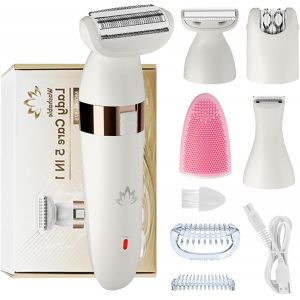 Tondeuse Femme Intime 5en1, Épilateur Électrique Femme Sans Fil,Tondeuse Maillot Femme Rechargeable,Ipx4 Utilisation Humide Et Sèche Pour Le Corps,Aisselles, Bikini,Nettoyage Du Visage - Neuf