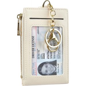 TRAHOO-Portefeuille Fin en Cuir pour Homme et Femme avec Blocage RFID, Petit Porte-cl&eacute;s &agrave; Fermeture &eacute;clair, Poche Avant avec 2 fen&ecirc;tres pour Carte d'identit&eacute; - Neuf