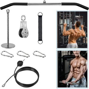 Poulie Musculation Avec Barre Tirage Dos, Diy Fitness Kit Musculation Poulie De 100cm Barre De Tirage Pour Triceps Biceps Curl Dos Epaules Bras, Murale Maison Sport[Ela710122] - Neuf