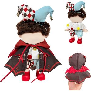 Ensemble de 2 V&ecirc;tements de Poup&eacute;e au Style Halloween pour Poup&eacute;es en Vinyle de 15cm &agrave; 17cmCostume de Clown Arlequin & Tenue de Diable Rouge avec Cape Chauve-SourisAccessoires de Dressage - Neuf