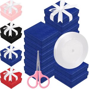 Teppd-Lot De 17 Bo&icirc;tes Cadeaux En Carton Avec Couvercles Et Ciseaux Pour Bagues, Colliers, Bracelets, Boucles D'oreilles - 7,6 X 7,6 X 2,5 Cm (Bleu Saphir) - Neuf