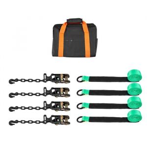 Kit d&iquest;Arrimage pour Roues-Duoku-Sangles &agrave; Cliquet pour Pneus avec Crochet Robuste-Capacit&eacute; de Charge 1512 kg-Vert - Neuf