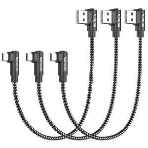 JGD-C&acirc;ble Micro USB coud&eacute; 30cm Lot de 3, C&acirc;ble Chargeur Micro USB 3A tress&eacute; haute vitesse rapide c&acirc;ble de charge pour PS4, Kindle, E-Reader, Galaxy S7 S6 J7, Note 5, Moto E6, Power Bank - Neuf