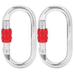 Lot De 2 Mousquetons De Securite Chromes 25 Kn Pour Alpinisme En Plein Air - Neuf