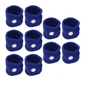 Lot De 5 Paires De Bracelets Reutilisables En Coton Anti-Nausees Et Anti-Mal Des Transports Pour Voyages En Plein Air, Avion, Bus, Boite En Plastique Pvc Bleu - Neuf