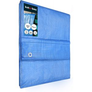 CHECARZHN--NO1-- Bâche En Tissu - 2 X 2 M - Bleu - 75 G/M² - Avec ?illets Renforcés - Bâche De Protection - Bâche De Chantier, Étanche, Indéchirable - Pour Toutes Les Conditions Météorologiques - Neuf