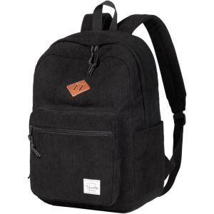 KALSC-Sac À Dos Homme,Vintage Sac A Dos Femme En Velours Côtelé Élégant 15,6 Pouces Cartable Fille Garçon College Pour Ado Voyage Lycee Travail,Noir - Neuf