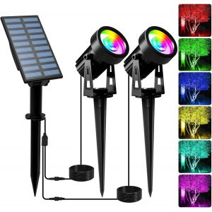 Tianyi-Lampe Solaire Exterieur Couleur, 2 In 1 Rgb Lumiere Solaire Exterieur Puissant Multicolore Ip65 Étanche Avec 2 Modes D'éclairage 6 Couleurs Pour Jardin Cour Allée - Neuf