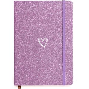 Carnet A5 &agrave; paillettes lign&eacute; pour filles et femmes, joli journal lign&eacute; en forme de coeur avec couverture rigide pour le travail, l'&eacute;cole, la prise de notes, le travail - Violet - Neuf