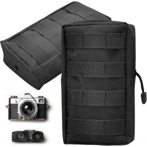 Jgd-2 Pi&egrave;ces Sac Tactique Ceinture, Multifonctionnel Sacoche Ceinture Poche, Nylon Sacoche Mini Edc Gadget Sac Avec Syst&egrave;me Molle Pour Camping, Randonn&eacute;e, V&eacute;lo, Escalade Et Voyage (Noir) - Neuf
