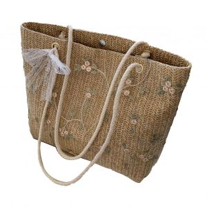 Sac &agrave; main Bow Flower - &Eacute;l&eacute;gant sac &agrave; bandouli&egrave;re tiss&eacute; en paille - Neuf