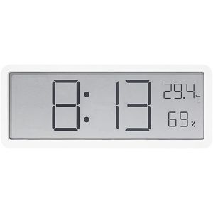 8"" LCD Horloge Num&eacute;rique avec Alarme de Temp&eacute;rature et d'humidit&eacute; 12/24 Heures Portable R&eacute;veil Mural Horloge &eacute;lectronique de Bureau Convient pour Chambre &agrave; Coucher, Bureau &agrave; Domicile, Blanc - Neuf