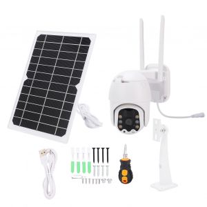 Camera de securite WiFi 1080P HD avec panneau solaire, vision nocturne couleur, etancheite IP66, detection de mouvement PIR, alarme - Neuf